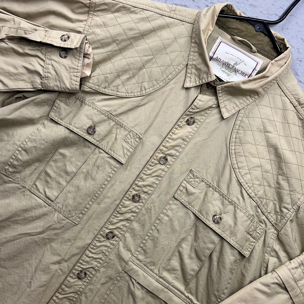 Atlantic Rancher Mens XL Khaki Quilted Shooting Shirt Hunting Fishing Field Vent